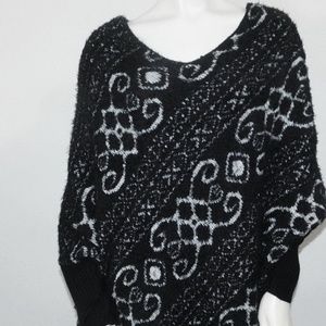 Large New Directions Black Gray Poncho Sweater